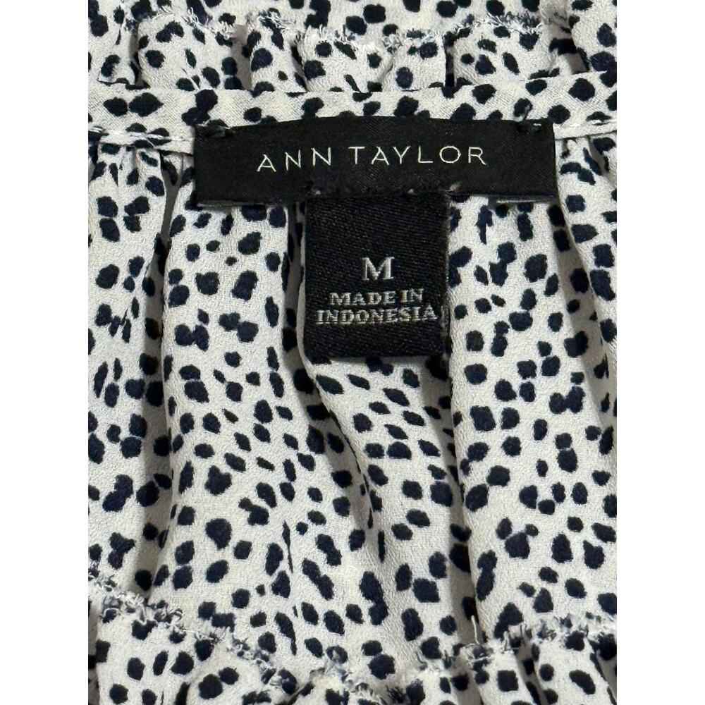 Ann Taylor Off-White and Black Speckled Print Blouse, Size M - Picture 5 of 6